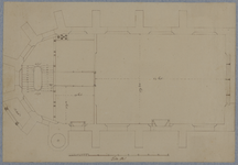 214906 Plattegrond van het als muziekzaal in te richten koor van de Mariakerk (Mariaplaats) te Utrecht (tweede plan).